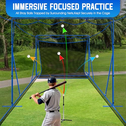 20x10x8 FT Batting Cage Net with Metal Frame for Baseball Softball Practice