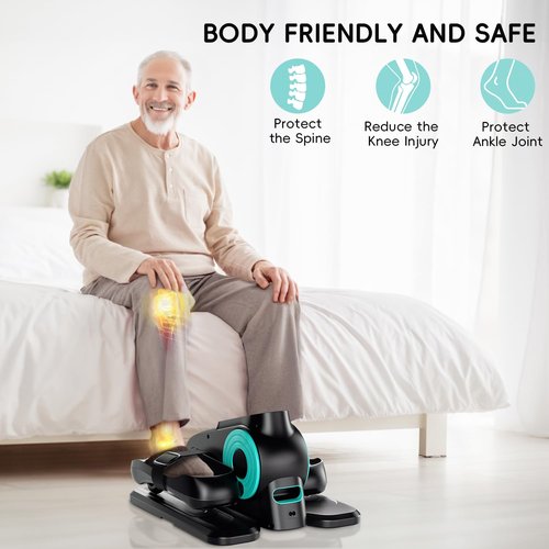 Under Desk Elliptical Machine,Electric Elliptical Leg Exerciser for Seniors with 12 Adjustable, Portable Quiet Elliptical Exercise Machine, Seated Pedal Exerciser with Resistance Band Quiet & Portable