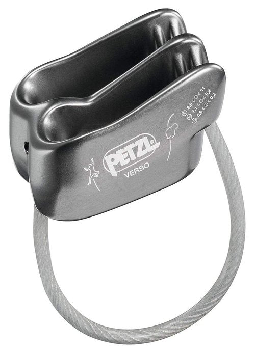 Petzl Verso Belay Device - Compact, Lightweight Belay Device, for One or Two Rope Strands While Climbing or Rappelling - Grey