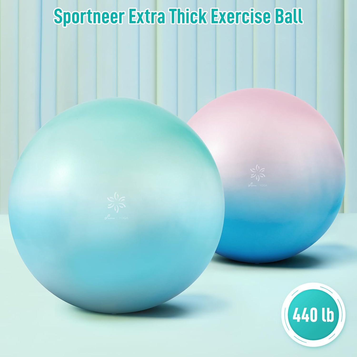 Sportneer Exercise Ball - Extra Thick 25.6'' Yoga Ball with Quick Pump | Anti-Burst & Slip Resistant Fitness Chair for Pregnancy & Therapy