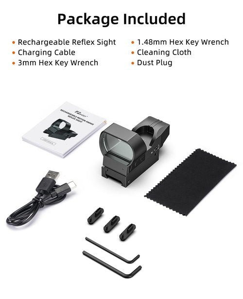 EZshoot Rechargeable Motion Awake Multiple Reticle Red Green Dot Sight, 40mm (1.6") Large Lens Reflex Sight, Red Dot Scope Optics for 20mm Picatinny Rail, Paintball Sights with Absolute Co-Witness