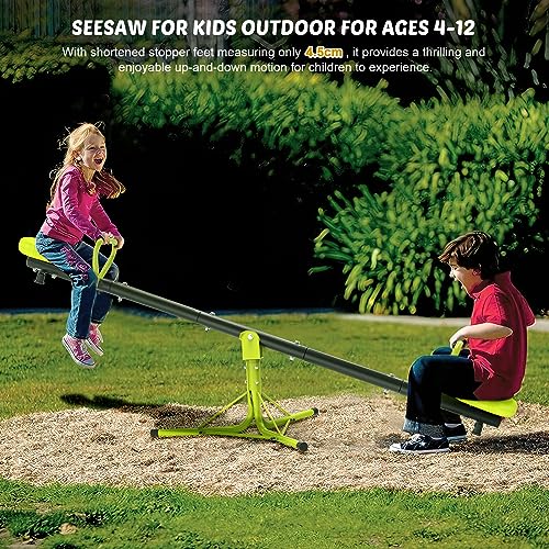 Iyoyo Light Green Spinning Seesaw for Kids Ages 3-8 Outdoor Playground Toys with Safety Handles