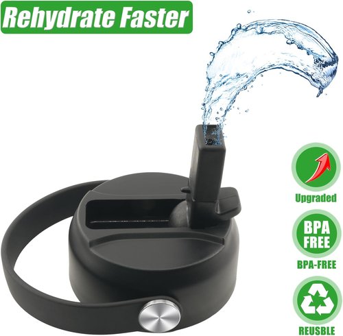 Acemoo Hydro Flask Straw Lids - Leak-Proof Replacement Cap with Flex Handle | BPA-Free for 32 oz, 40 oz, 16 oz, 18 oz, 64 oz Bottles