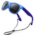 RIVBOS Kids Sunglasses Polarized UV Protection Flexible Rubber Glasses Shades with Strap for Boys Girls Navy blue