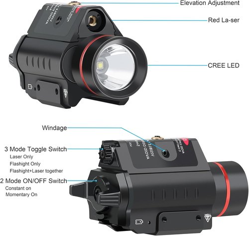 Feyachi Red/Green Laser Flashlight Combo 500 Lumen Tactical Light with Picatinny Rail Mount