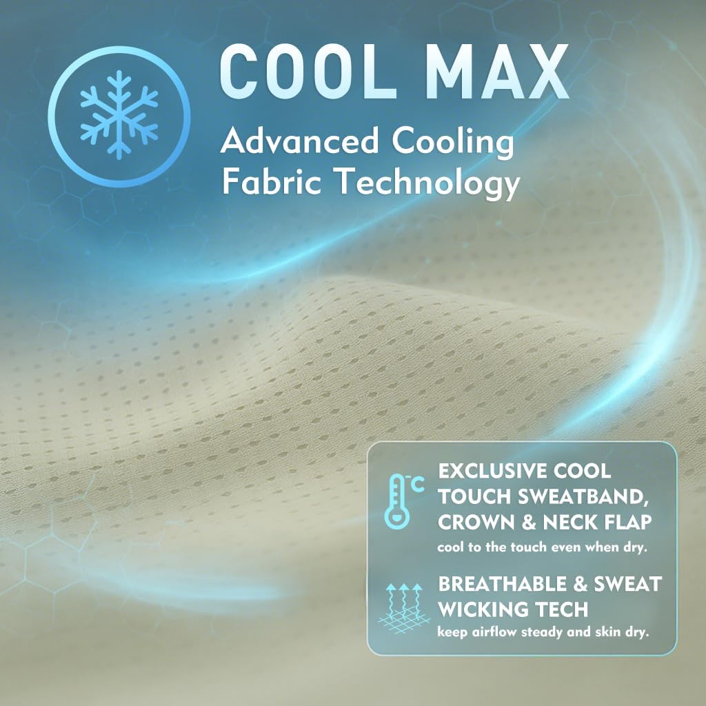 TOP-EX Cooling Sun Hat - UPF 50+ Wide Brim with Neck Flap for Hiking, Fishing & Large Sizes