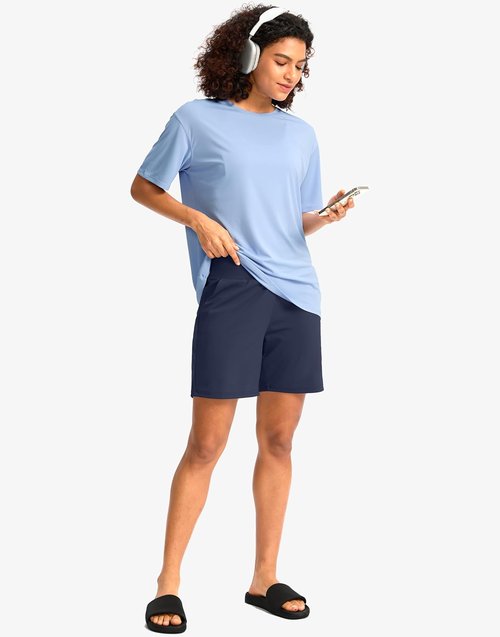 G Gradual Women's Bermuda Shorts - High Waisted 9" Knee Length with Pockets for Athletic Workouts