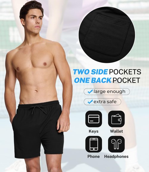 BAMBOO COOL Men's Athletic Shorts - Breathable Lightweight Running Gym Shorts with Pockets