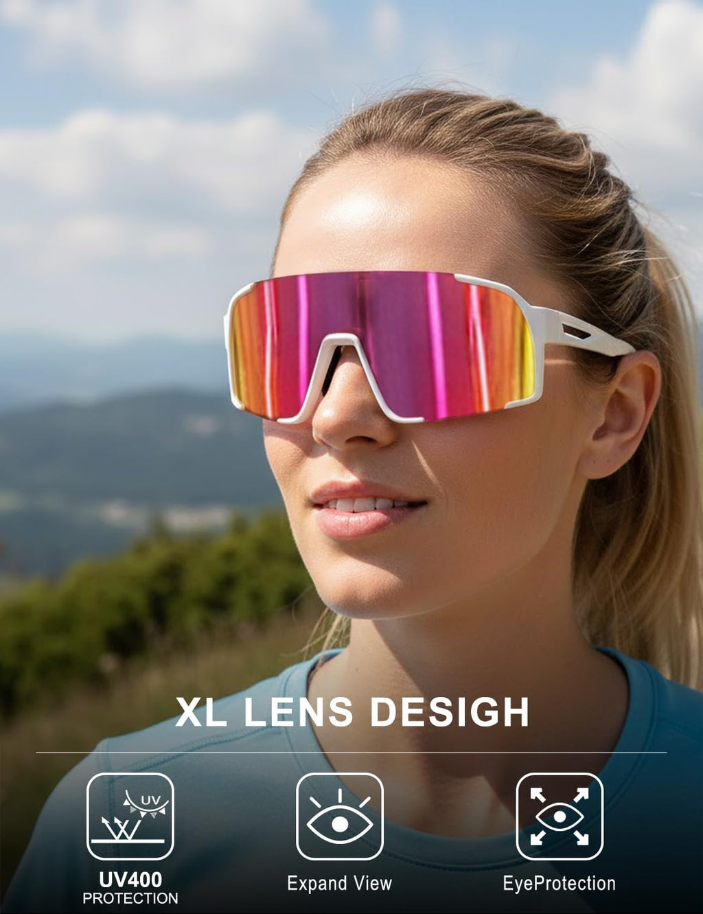 OULAIQI Sports Sunglasses - UV Protection Cycling Glasses for Men & Women | Ideal for Running, Softball, Hiking