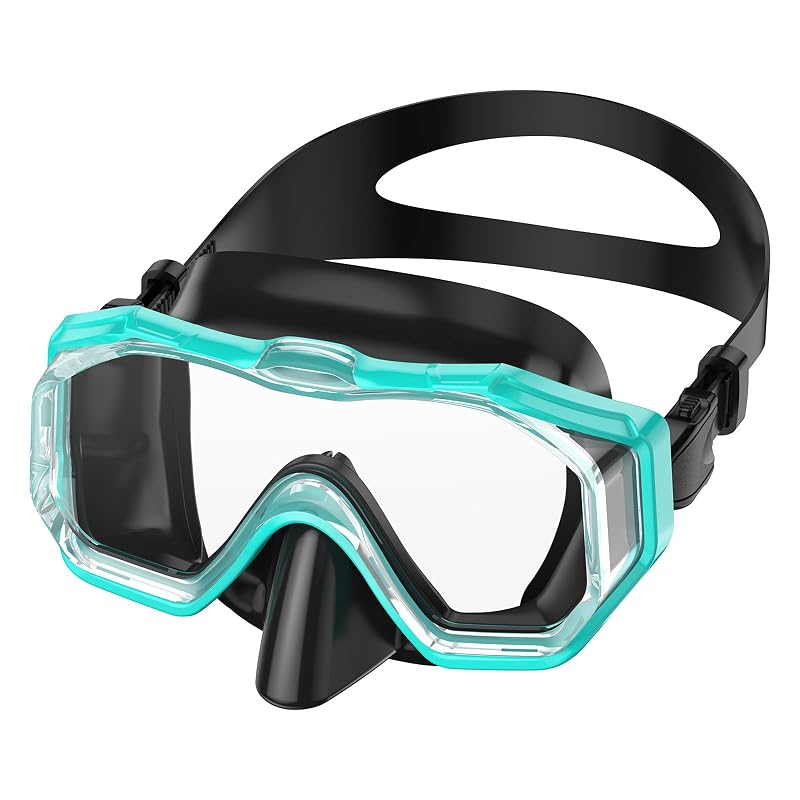 WSTOO Swim Goggles with 3-Lens Nose Cover - Black Lake Green, Large