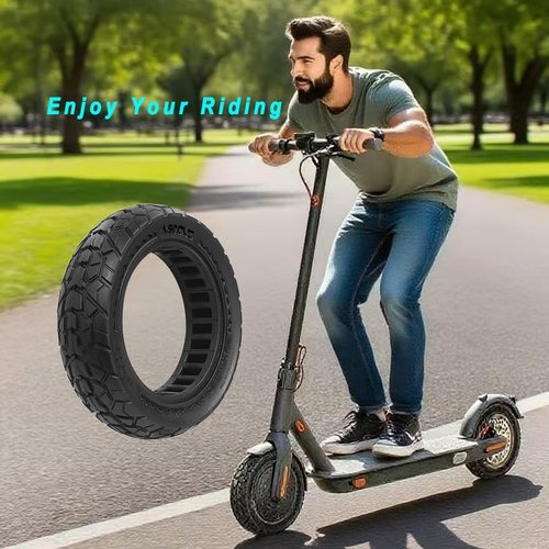 10x2.5 Solid Electric Scooter Tire Tubeless,60/70-6.5 Front or Rear Replacement Scooter Wheels,10 inch Solid Rubber Tires for Segway Max G30/G30D/G30E/G30E/G30LP/G30D II (1)