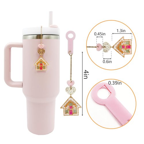 Gingerbread House Cup Accessory – Christmas Straw Decoration, Holiday Tumbler Ornament for Stanley 30oz 40oz, Cute Stocking Stuffer Gift for Holiday Party