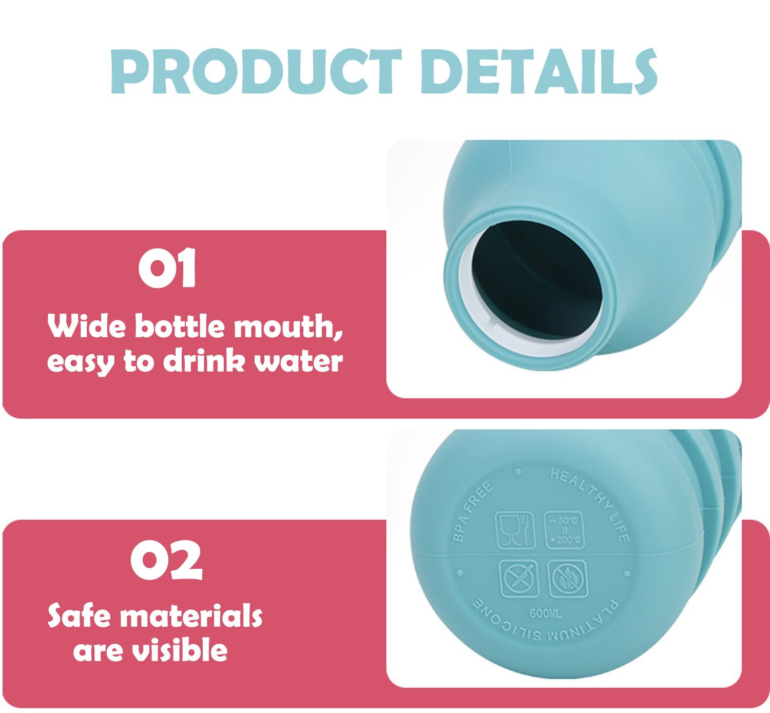 BMLFOH Collapsible Silicone Water Bottle – Foldable Travel Water Bottle Leakproof, BPA Free, Portable & Space-Saving – Perfect for Gym, Hiking,Travel(carabiner and cleaning brush),Light green