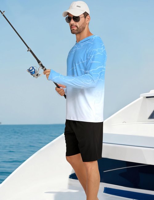 iCKER Men's Sun Protection Hoodie - UPF 50+ Long Sleeve Rash Guard for Fishing & Outdoor Activities