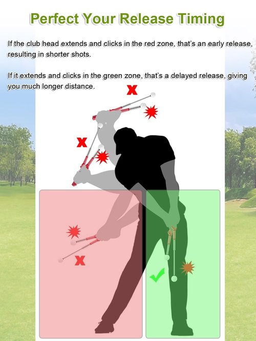 MJDYTYT Retractable Golf Swing Trainer Aid with Arm Band,Golf Swing Training Aids for Right/Left Hand Golf Grip Trainer Indoor & Outdoor Golf Training Tools for Beginners Practice Click Feedback