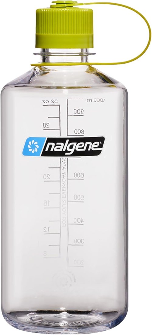 Nalgene 32 oz Narrow Mouth Water Bottle - BPA-Free, Durable & Lightweight for Gym, Office & Travel, Clear