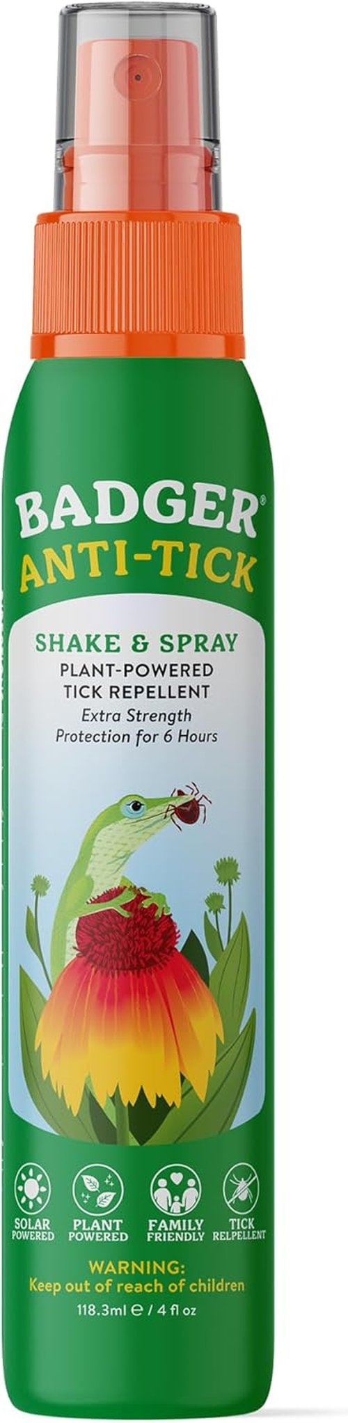 Badger Tick Spray - All-Natural Tick Repellent for Humans | 6+ Hours of Extra Strength Protection, 4 fl oz