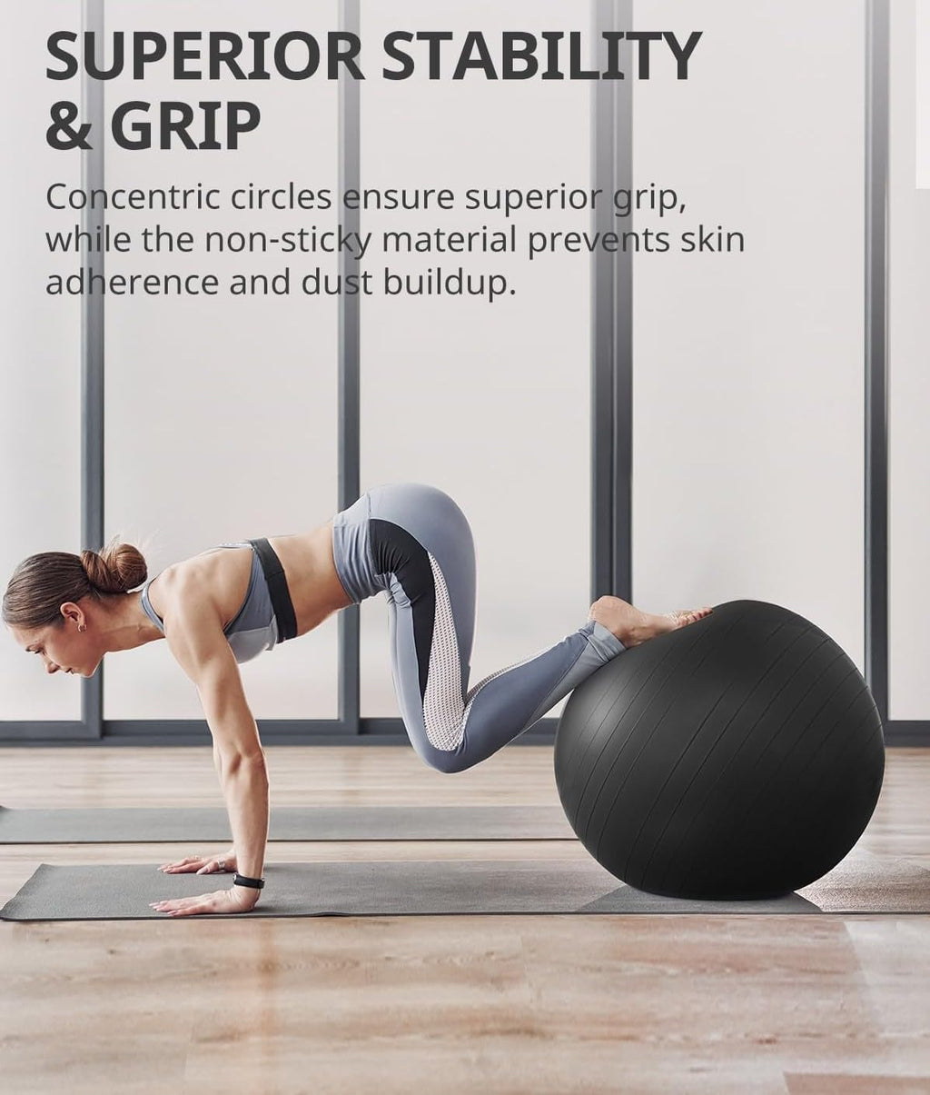 Series-8 Fitness Ball, 26 inch (65cm), Black.Perfect for core strengthening, Balance Training, and Versatile Workout Sessions, This Durable Exercise Ball Helps Enhance Your Fitness Goals.