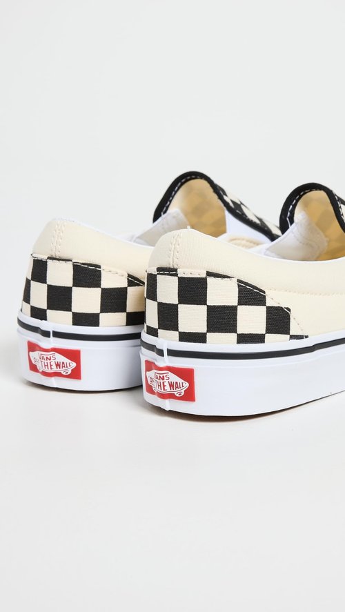 Vans Slip On Unisex Sneakers, Checkerboard Black/Off White, 9 US Women/7.5 US Men