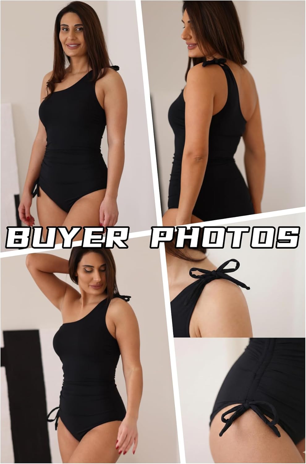 Skiennix One Shoulder One Piece Swimsuit - Tummy Control Ruched Bathing Suit | Full Coverage, Side Tie