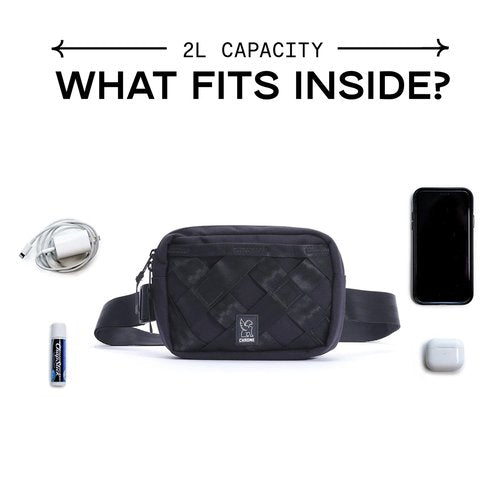 Chrome Industries Barrage Sling Bag – Crossbody Backpack for Women and Men w/Quick Release Buckle – 2L, Black X