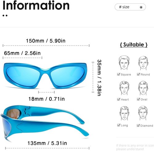Kimorn Y2K Wrap Around Polarized Sunglasses - Stylish Oval Sport Shades for Men & Women | K1273