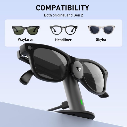 PRISMXR Carina S1 Charging Dock Compatible with Ray-Ban Meta Smart Glasses Accessories, Aluminum Charging Stand for Wayfarer/Headliner/Skyler(Gen 1&2), Not Compatible with Oakley and Display