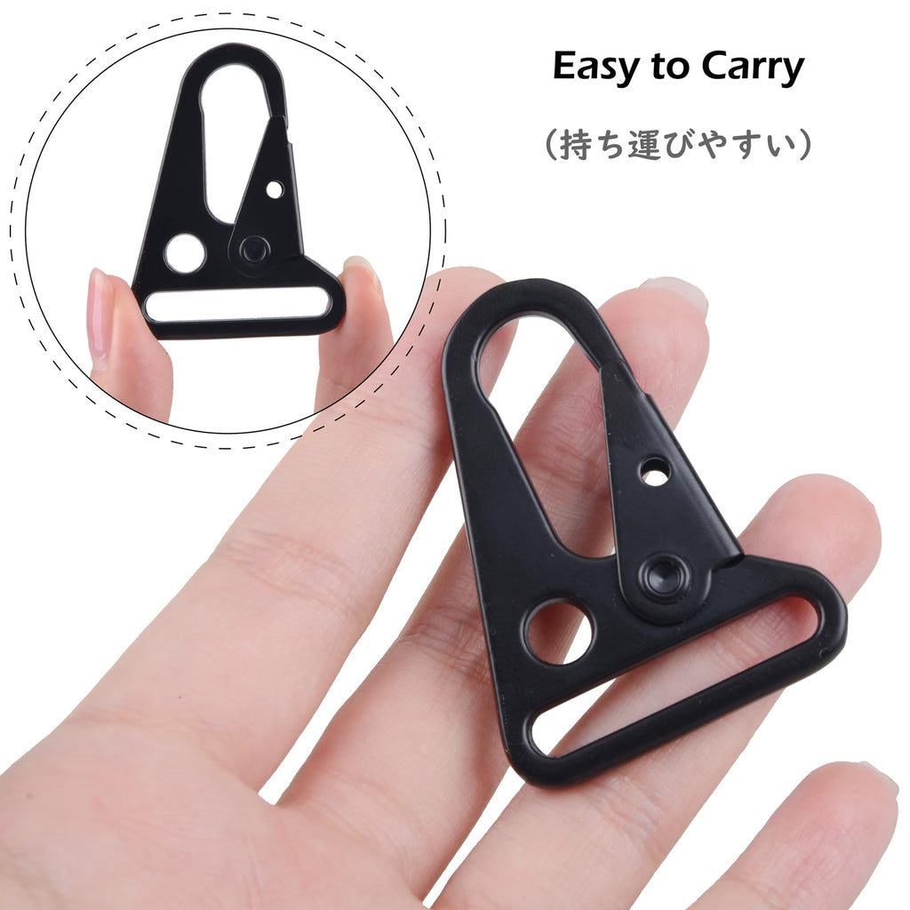 TRIWONDER Enlarged Mouth Clips HK Hook Heavy Duty Snap Hooks Sling Clips for Paracord Outdoors Bag Backpack (1" Black (12-Pack))