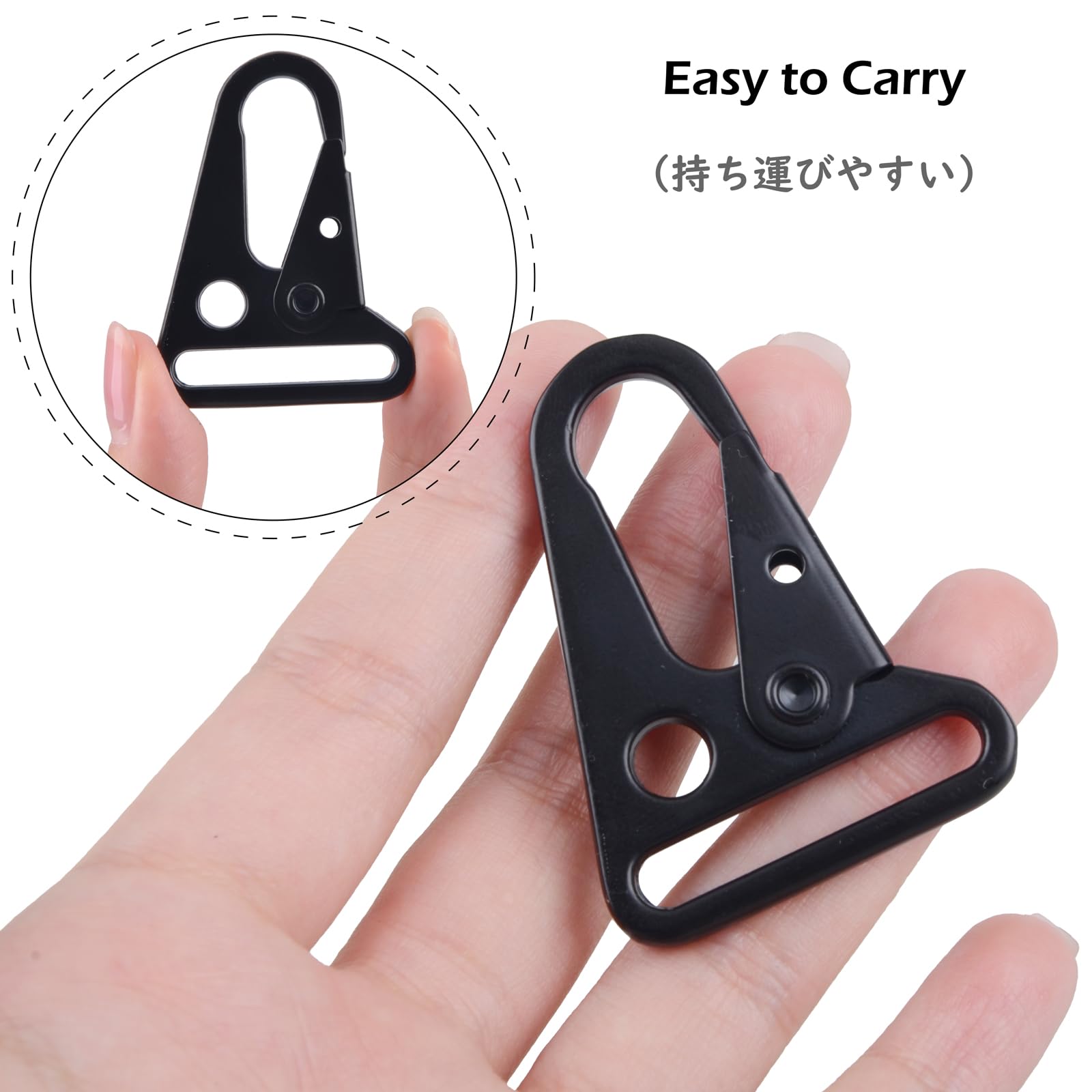 TRIWONDER Enlarged Mouth Clips HK Hook Heavy Duty Snap Hooks Sling Clips for Paracord Outdoors Bag Backpack (1" Black (12-Pack))