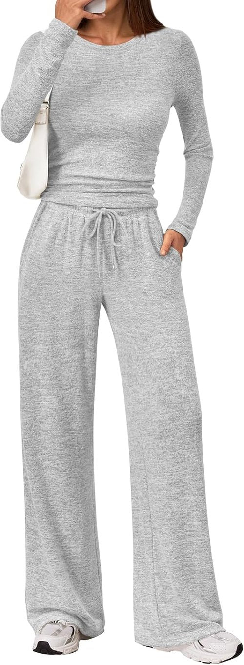 LILLUSORY Women's 2-Piece Lounge Set - Cozy Knit Sweater for Travel & Gym | Fall Fashion Outfit