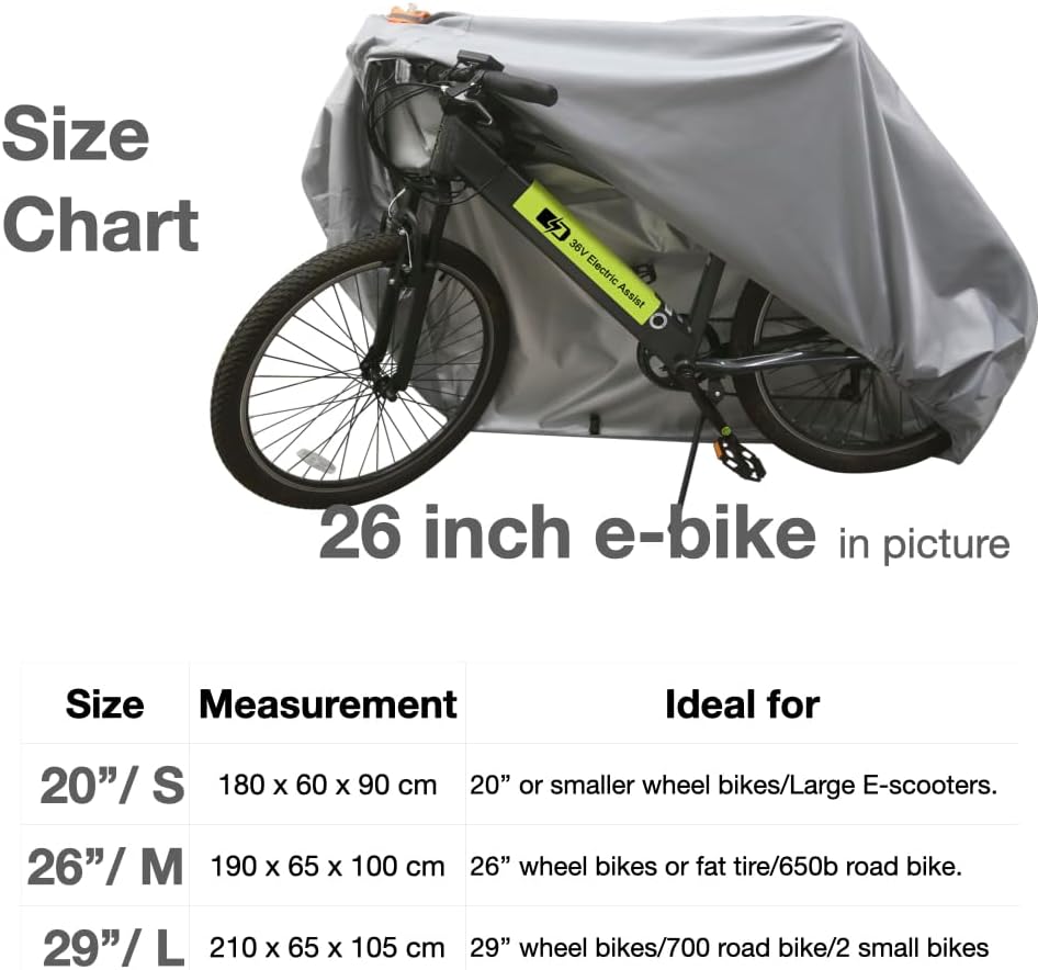 Urby Heavy Duty Bicycle Cover - Waterproof & Heat Resistant | Ideal for Electric Bikes, Large Size (29")