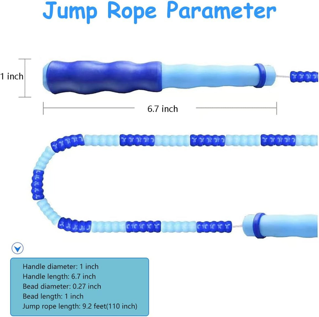 Skiennix Jump Rope - Soft Beaded Adjustable Skipping Rope for Kids & Adults | Tangle-Free 9.2Ft