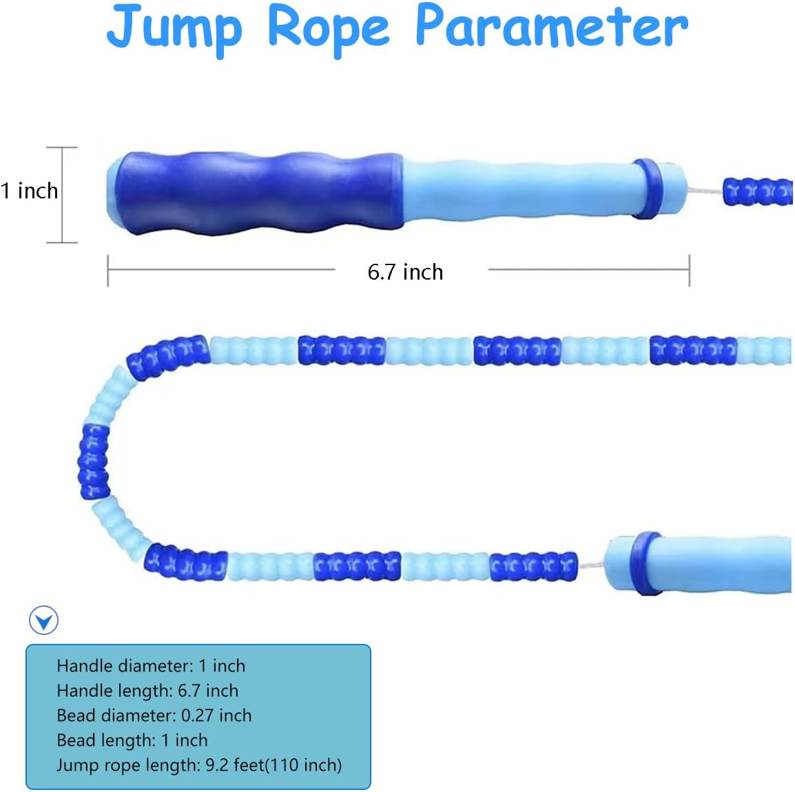 Skiennix Jump Rope - Soft Beaded Adjustable Skipping Rope for Kids & Adults | Tangle-Free 9.2Ft