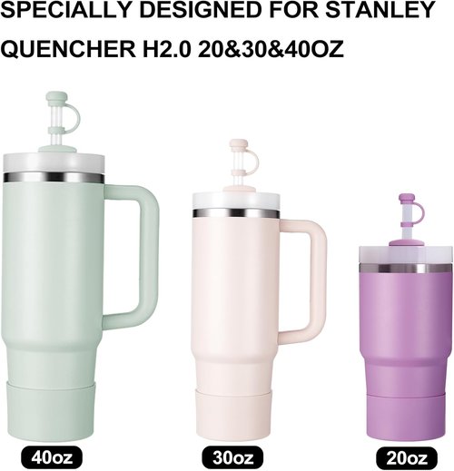 HYZ Silicone Spill Proof Stopper Set - 8 Piece Accessories for Stanley H2.0 Tumblers | Mist Color