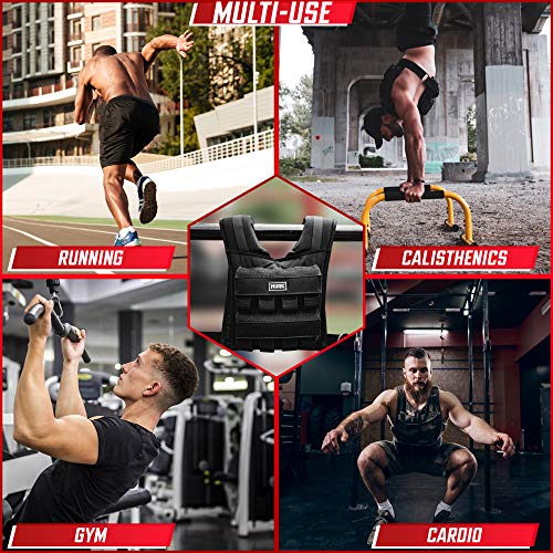Weighted Vest Men 45lbs - Adjustable Heavy Duty Rucking & Strength Training Vest with Removable Iron Weights