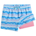 maamgic Boys Swim Trunks with Compression Liner Toddler Boy Swimsuit Quick Dry 4-Way Stretch Swimming Trunks Colorful Wave Line 4T