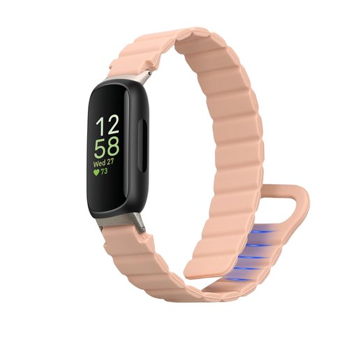 kwmobile Strap Compatible with Fitbit Inspire 3 - Silicone Magnetic Closure - 5.5-8.7 inches (14-22 cm) - Dusty Pink