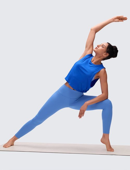 CRZ YOGA Pima Cotton Tank Tops for Women - Loose Fit Sleeveless Workout & Yoga Crop Shirts