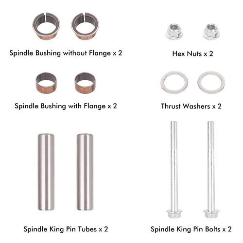 10L0L Golf Cart Spindle Assembly Repair Kit fit EZGO RXV 2008-UP & EZGO TXT/PDS 2001-UP, Include Spindle Bushings, King Pin Tubes,Claw Copper Sleeves and Washers,OEM# 70745-G01,614034,70648-G01
