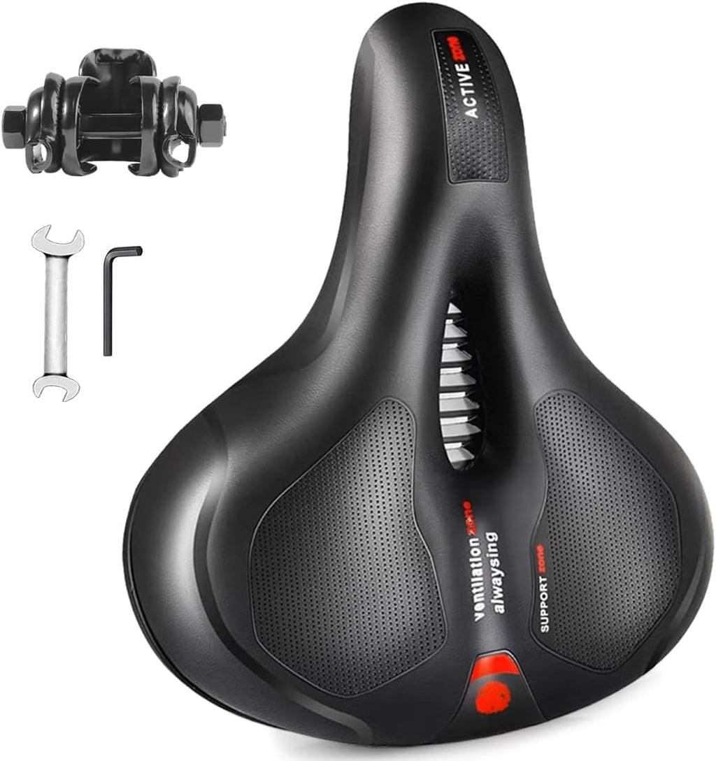 TOPCABIN Comfort Bike Saddle - Dual Shock Absorbing, Thickened Memory Foam, Waterproof | Universal Replacement for Indoor Cycling