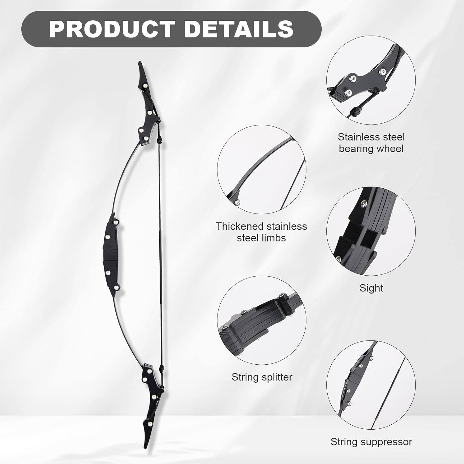 Skiennix Mini Lever Recurve Bow - 9.4 Inch Stainless Steel with 4 Arrows & Target Paper