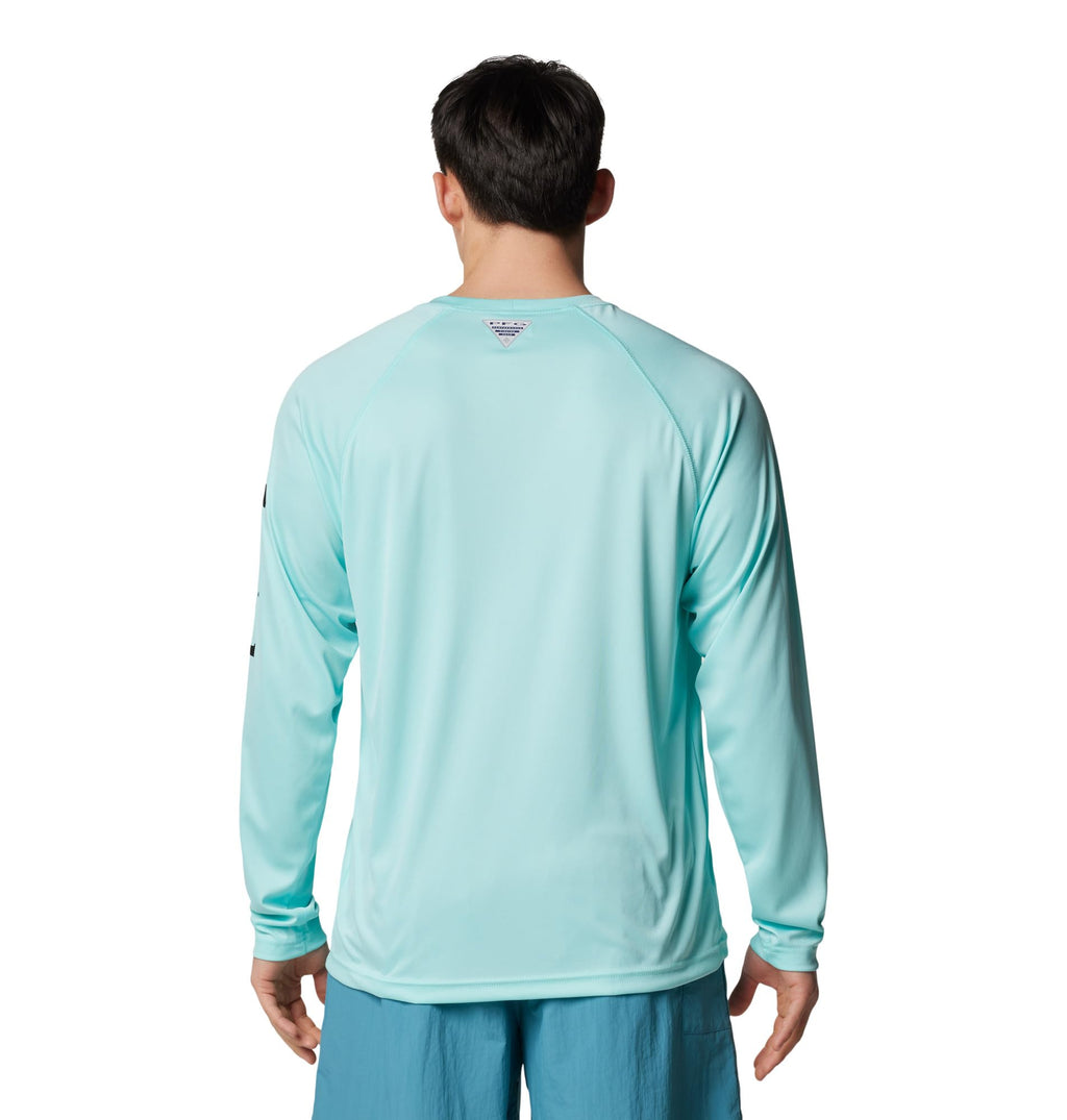 Columbia Men's PFG Terminal Tackle Long Sleeve Fishing Shirt, Gulf Stream/Black Logo, 2X Tall