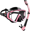 Aegend Snorkeling Gear - Anti-Fog Diving Mask with Dry Snorkel Set | Panoramic Wide View & Mesh Bag