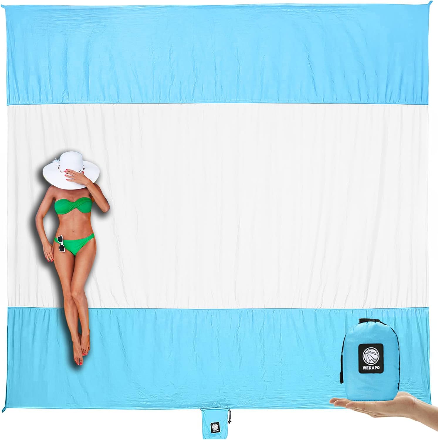 WEKAPO Beach Blanket - Extra Large Sandproof & Waterproof Mat | Quick Drying for Picnics, Camping & Vacations