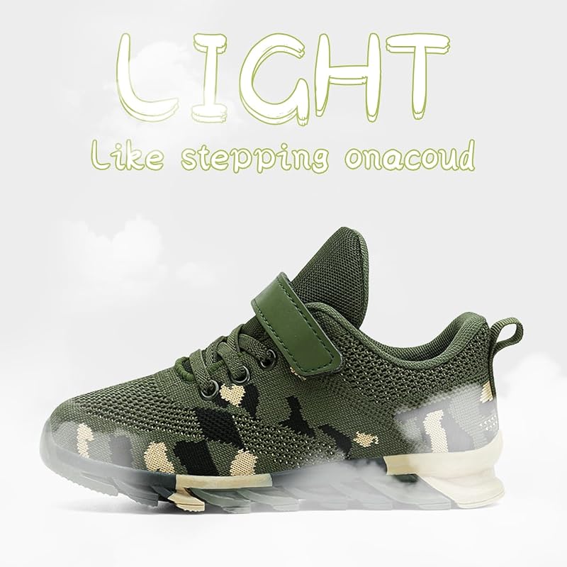 EGMPDA Camouflage Kids Sneakers - Lightweight Breathable Non-Slip Running Shoes, 12 Little Kid
