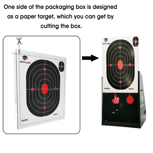 Atflbox 7 x 9 Inch BB Gun Target Trap with 110pcs Paper Target and Spinning Shooting Targets