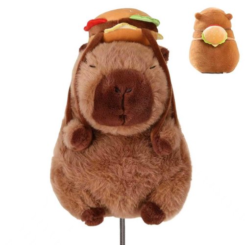 Funny Hamburger Backpack Capybara Golf Club Head Cover, Small Size Fits Hybird and Irons, Large Size Fits Standard 460cc Driver Head, Plush Animals Golf Headcover Gift for Men Women