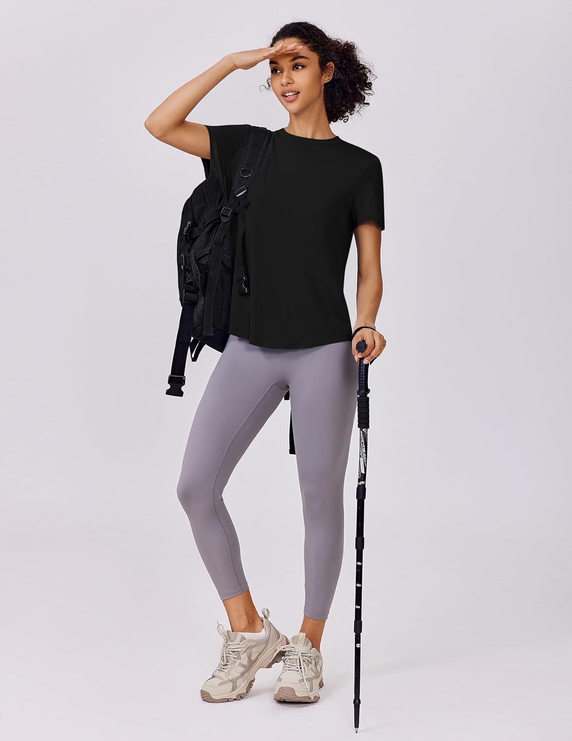 PINSPARK Soft Workout Tops for Women - Quick Dry Athletic Tee with UPF 50+ Sun Protection | Ideal for Running & Hiking