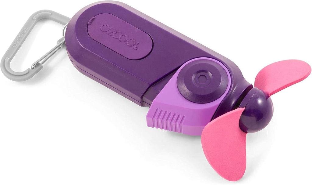 O2COOL Keychain Sport Misting Fan - Portable Battery-Powered Handheld Fan with Carabiner Clip | Purple