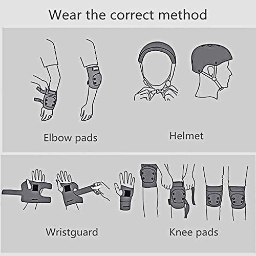 USTINE Kids Bike Helmet Set, Skateboard Helmet, Adjustable Sports Helmet, Protective Gear Set Knee Elbow Wrist Pads for Kids Youth Multi-Sports Scooter Roller Skate Cycling Rollerblading